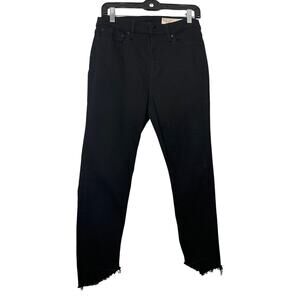 Rag & Bone Nina High Rise Ankle Skinny Jeans Black Frayed Hem Size 29 Denim